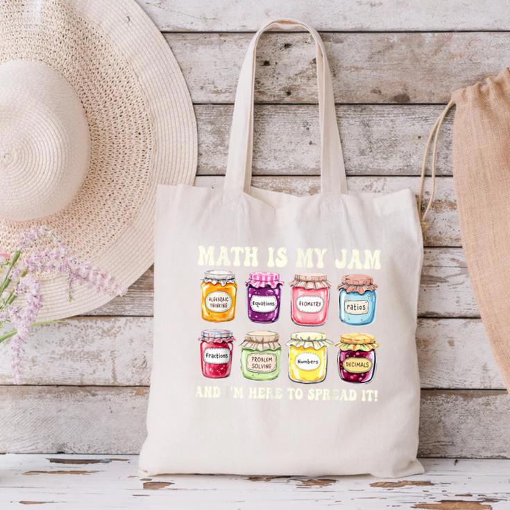 Math Is My Jam And Im Here To Spread It Math Teacher Canvas Tote Bag, gift for family, gift for coworker Math Is My Jam And Im Here To Spread It Math Teacher Canvas Tote Bag, gift for family, gift for coworker