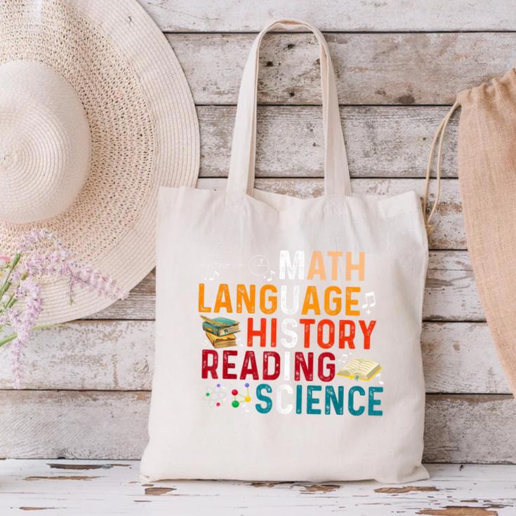 Math Language History Reading Science Music Teacher Canvas Tote Bag, Science Teacher Tote Bags, History Teacher Tote Bags, gift for family, gift for coworker Math Language History Reading Science Music Teacher Canvas Tote Bag, Science Teacher Tote Bags, History Teacher Tote Bags, gift for family, gift for coworker