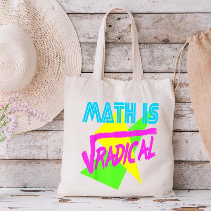 Math Is Radical Retro 80s Vintage Algebra Teacher Canvas Tote Bag, gift for family, gift for coworker