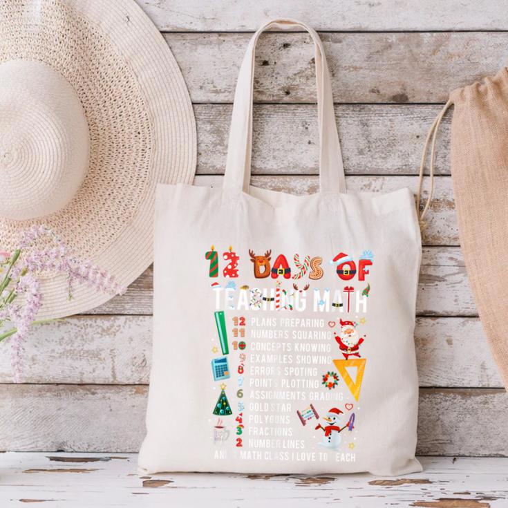 Math Teacher Christmas 12 Days Of Teaching Math Christmas Canvas Tote Bag, gift for family, gift for coworker Math Teacher Christmas 12 Days Of Teaching Math Christmas Canvas Tote Bag, gift for family, gift for coworker