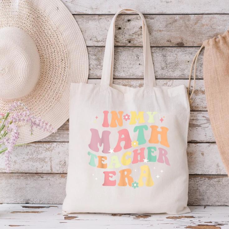 In My Math Teacher Era Retro Back To School Groovy Teacher Men Women Canvas Tote Bag, Groovy Teacher Tote Bags, gift for family, gift for coworker