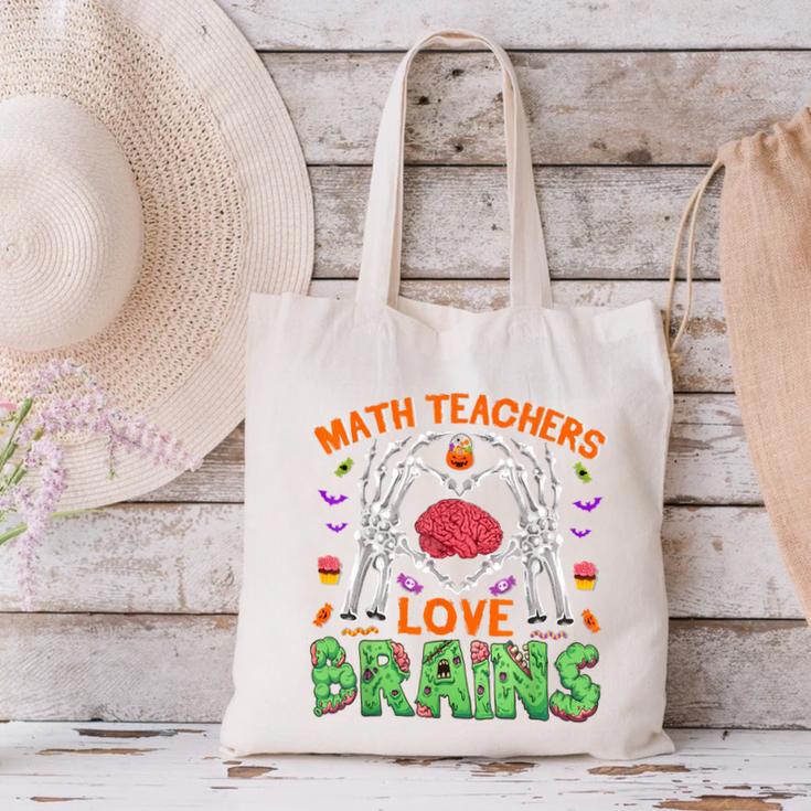 Math Teacher Love Brain Heart Skeleton Hand Zombie Halloween Canvas Tote Bag, gift for family, gift for coworker Math Teacher Love Brain Heart Skeleton Hand Zombie Halloween Canvas Tote Bag, gift for family, gift for coworker