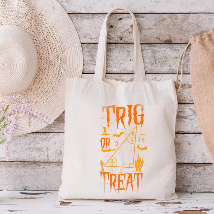 Math Teacher Nerd Student Halloween Trig Or Treat Canvas Tote Bag, gift for family, gift for coworker Math Teacher Nerd Student Halloween Trig Or Treat Canvas Tote Bag, gift for family, gift for coworker