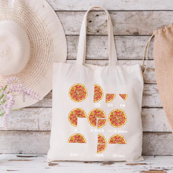 Maths Day Costume Idea Kids Teachers Pizza Slice Fraction Canvas Tote Bag, gift for family, gift for coworker Maths Day Costume Idea Kids Teachers Pizza Slice Fraction Canvas Tote Bag, gift for family, gift for coworker