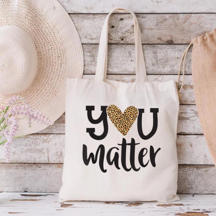 You Matter Leopard Print Teacher Kind Counselor Kindness Canvas Tote Bag, gift for family, gift for coworker You Matter Leopard Print Teacher Kind Counselor Kindness Canvas Tote Bag, gift for family, gift for coworker