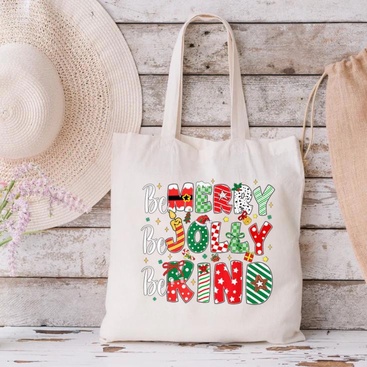 Be Merry Be Jolly Be Kind Merry Christmas Teacher Xmas PJs Canvas Tote Bag, gift for family, gift for coworker