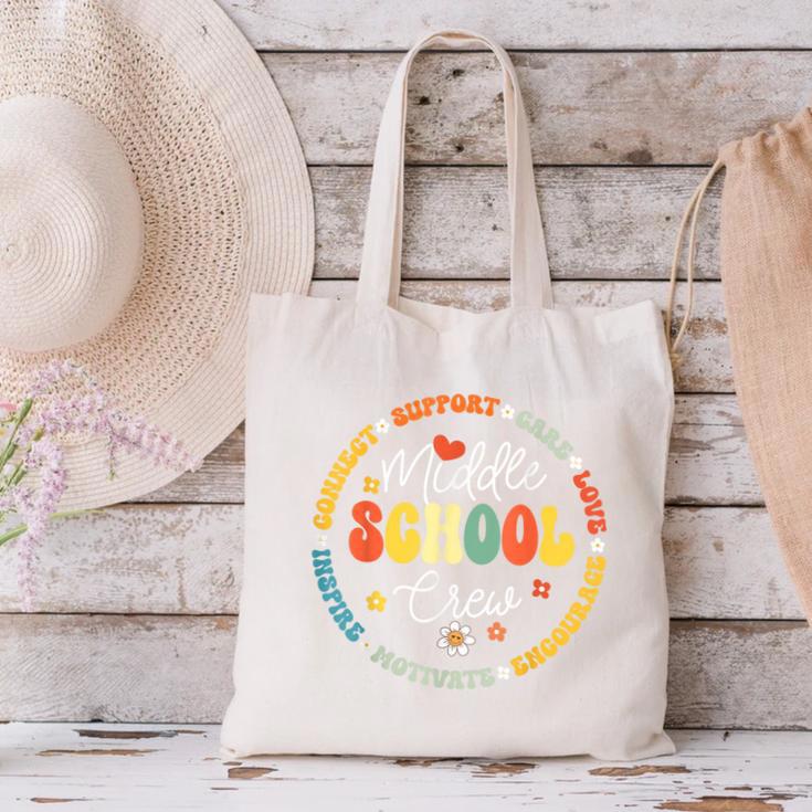 Middle School Crew Back To School For Teacher Canvas Tote Bag, gift for family, gift for coworker Middle School Crew Back To School For Teacher Canvas Tote Bag, gift for family, gift for coworker