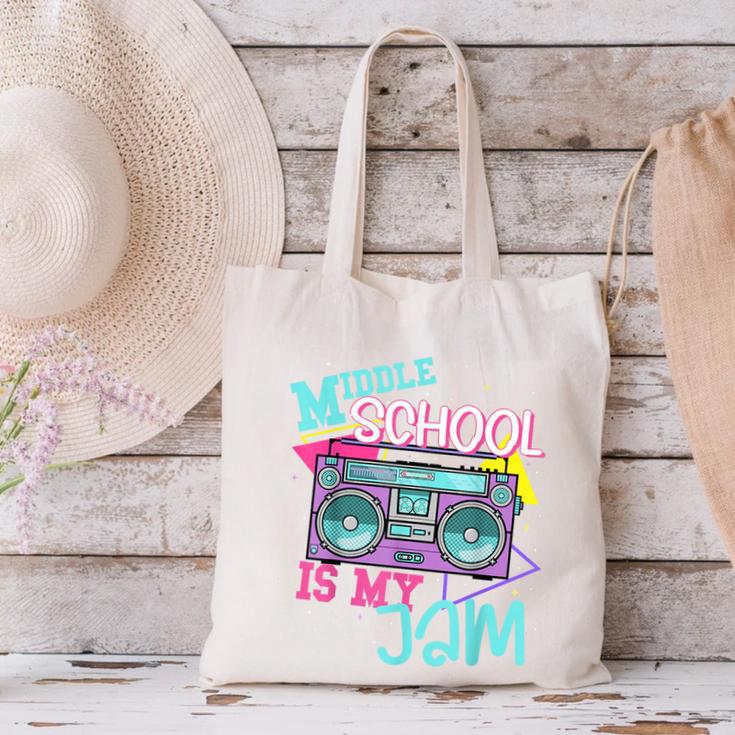 Middle School Is My Jam Cute Teacher Shirt 80's 90's Styl Canvas Tote Bag, gift for family, gift for coworker Middle School Is My Jam Cute Teacher Shirt 80's 90's Styl Canvas Tote Bag, gift for family, gift for coworker