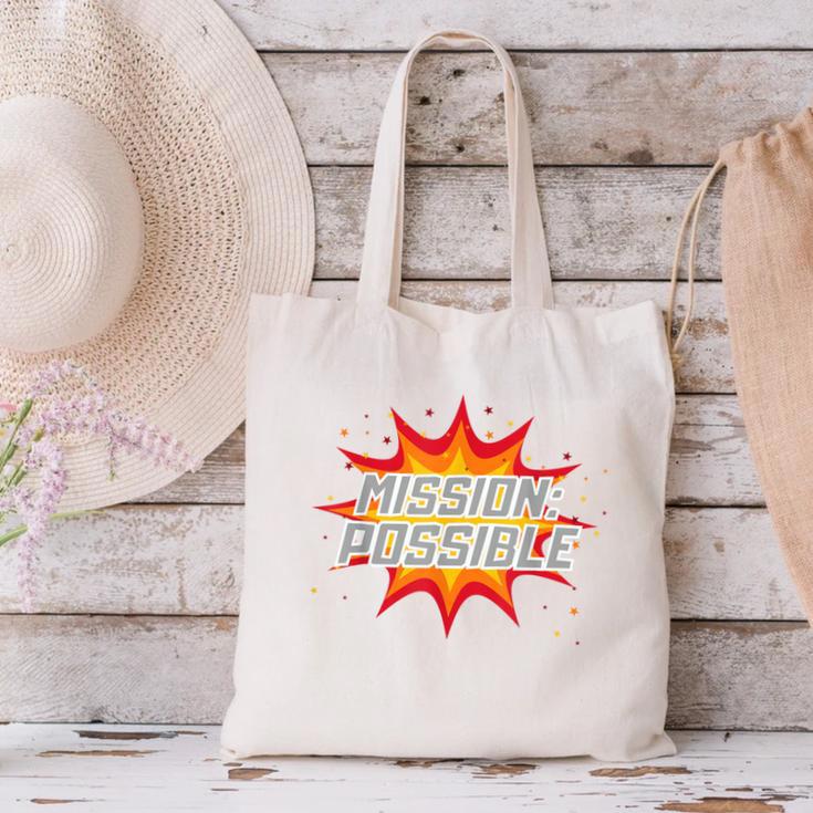 Mission Possible Motivational Inspirational School Teacher Canvas Tote Bag, gift for family, gift for coworker