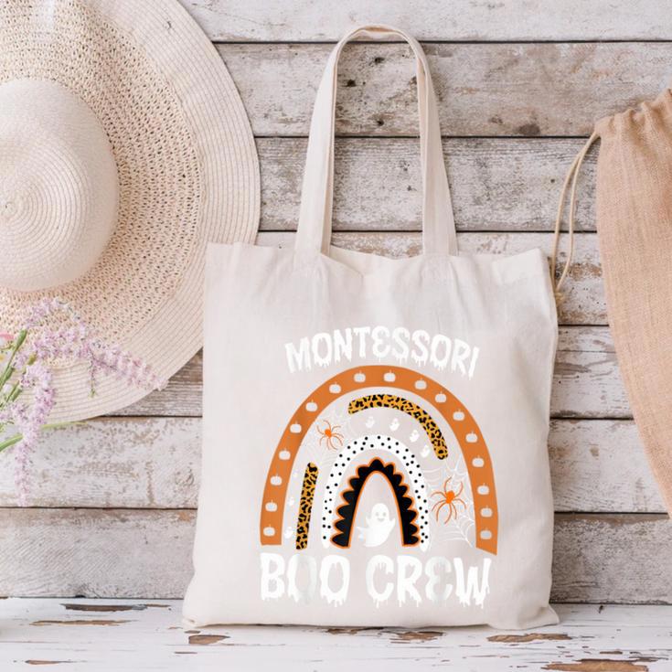 Montessori Teacher Halloween Boo Rainbow Leopard Halloween Canvas Tote Bag, gift for family, gift for coworker Montessori Teacher Halloween Boo Rainbow Leopard Halloween Canvas Tote Bag, gift for family, gift for coworker