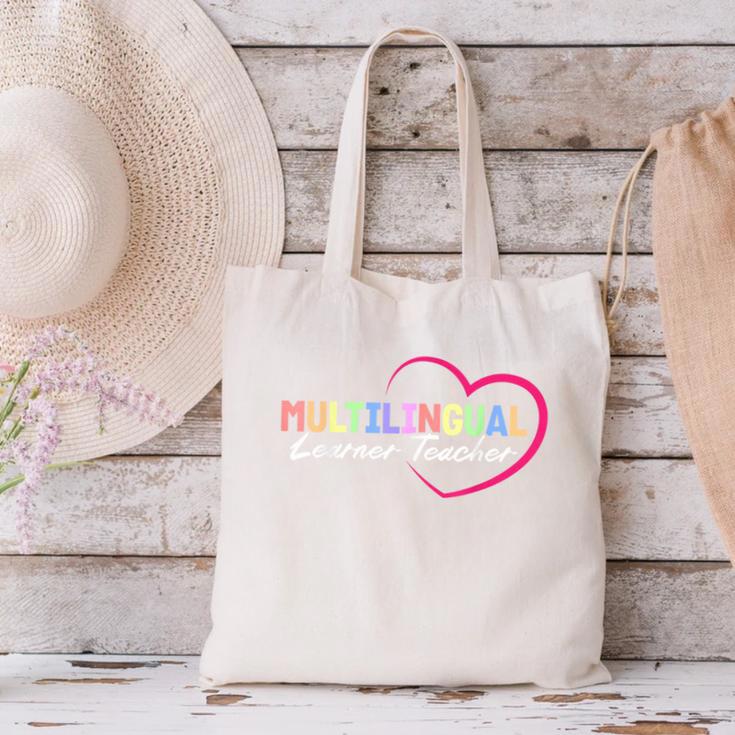 Multilingual Learner Teacher Heart Canvas Tote Bag, gift for family, gift for coworker Multilingual Learner Teacher Heart Canvas Tote Bag, gift for family, gift for coworker