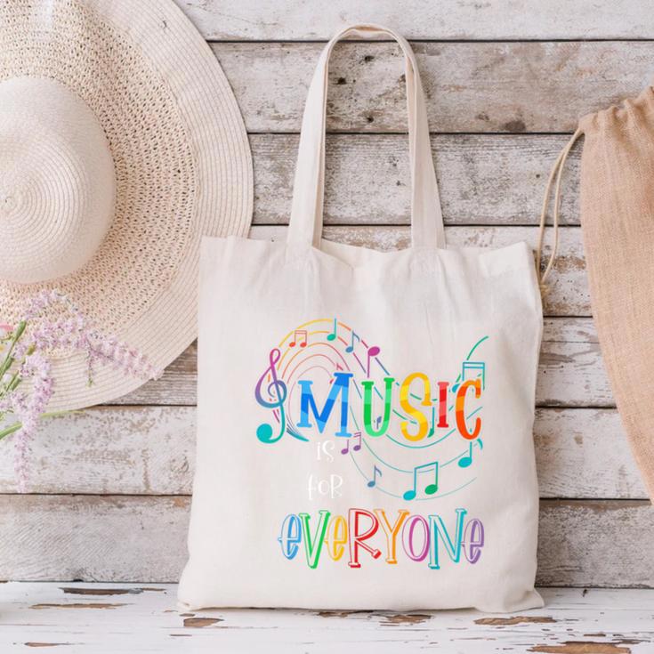 Music Is For Everyone Love For Music Teachers Canvas Tote Bag, gift for family, gift for coworker Music Is For Everyone Love For Music Teachers Canvas Tote Bag, gift for family, gift for coworker