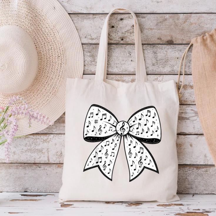 Music Notes Coquette Bow Music Teacher School Musician Band Canvas Tote Bag, gift for family, gift for coworker Music Notes Coquette Bow Music Teacher School Musician Band Canvas Tote Bag, gift for family, gift for coworker
