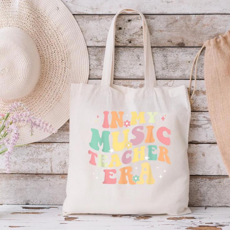 In My Music Teacher Era Retro Back To School Musician Band Men Women Canvas Tote Bag, gift for family, gift for coworker