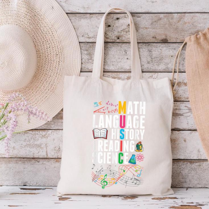 Music Teacher Music Math Language History Reading Science Canvas Tote Bag, Science Teacher Tote Bags, History Teacher Tote Bags, gift for family, gift for coworker Music Teacher Music Math Language History Reading Science Canvas Tote Bag, Science Teacher Tote Bags, History Teacher Tote Bags, gift for family, gift for coworker