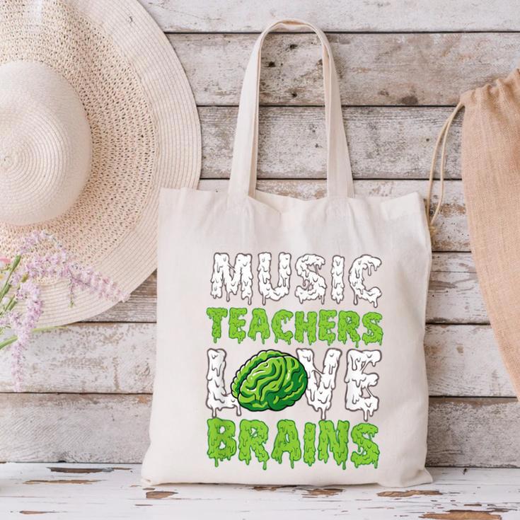 Music Teachers Love Brains Cute Teaching Halloween Canvas Tote Bag, gift for family, gift for coworker