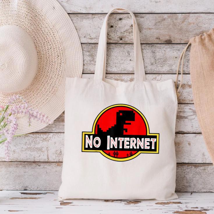 Nerdy No Internet Dinosaur Computer Science Teacher Canvas Tote Bag, Science Teacher Tote Bags, Internet Tote Bags, gift for family, gift for coworker