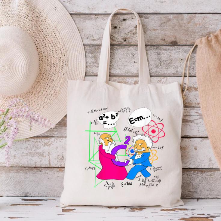 Nerdy Pythagoras Fighting Over C Squared Math Teacher Canvas Tote Bag, gift for family, gift for coworker Nerdy Pythagoras Fighting Over C Squared Math Teacher Canvas Tote Bag, gift for family, gift for coworker