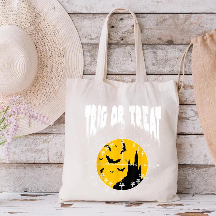 Nerdy Trig Or Treat Halloween Costume Math Teacher Canvas Tote Bag, gift for family, gift for coworker