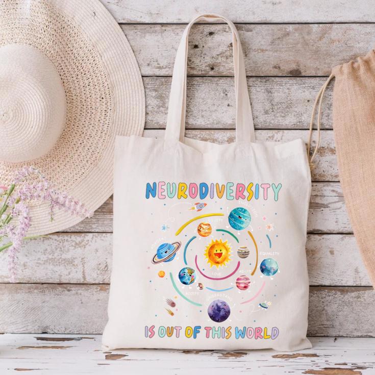 Neurodiversity Is Out Of This World Space Autism Teacher Canvas Tote Bag, gift for family, gift for coworker