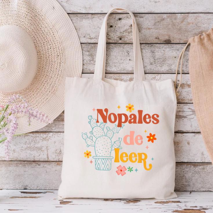 Nopales De Leer Spanish Teacher Maestra Cactus Bilingual Canvas Tote Bag, gift for family, gift for coworker Nopales De Leer Spanish Teacher Maestra Cactus Bilingual Canvas Tote Bag, gift for family, gift for coworker