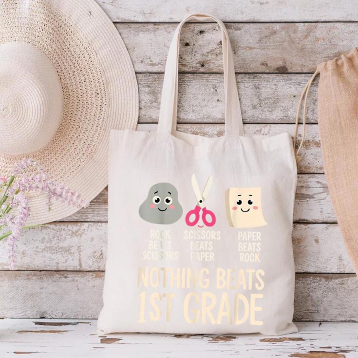 Nothing Beats 1st Grade Back To School Kids Teachers Canvas Tote Bag, gift for family, gift for coworker