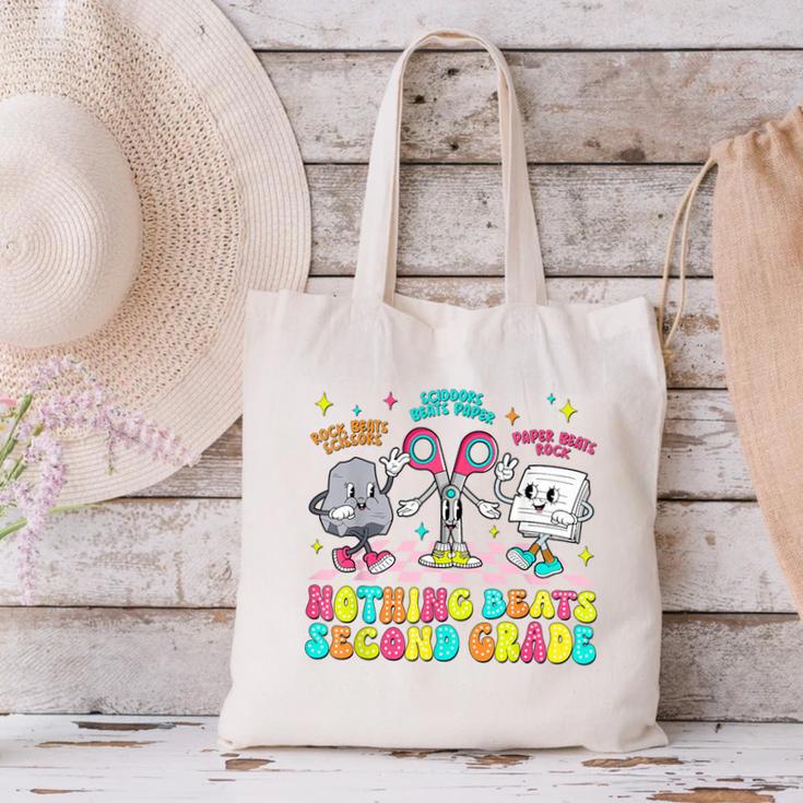 Nothing Beats 2nd Second Grade Back To School Teacher Kids Canvas Tote Bag, 2nd Grade Teacher Tote Bags, gift for family, gift for coworker