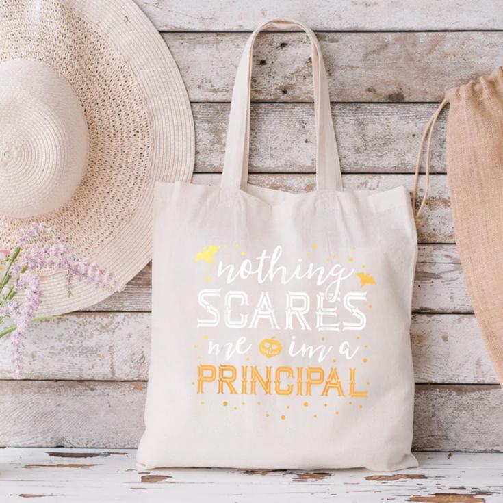 Nothing Scares Me I'm A Principal Teacher Halloween School For Men Women Kids Canvas Tote Bag, gift for family, gift for coworker