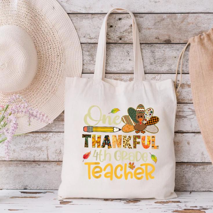 One Thankful 4th Grade Teacher Turkey Leopard Thanksgiving Canvas Tote Bag, 4th Grade Teacher Tote Bags, First Grade Teacher Tote Bags, gift for family, gift for coworker