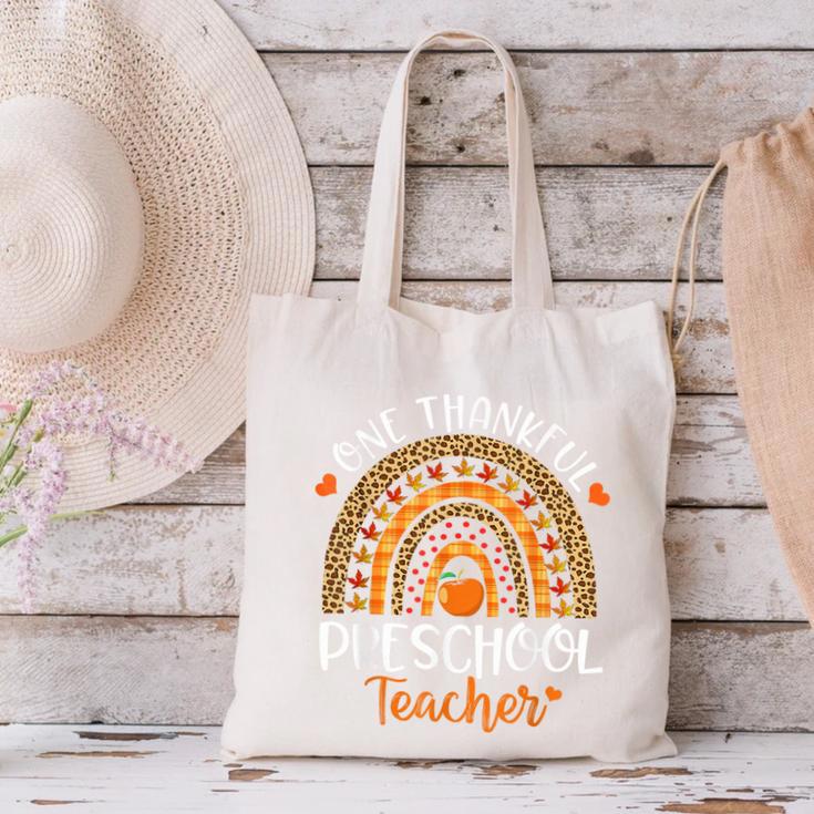 One Thankful Preschool Teacher Thanksgiving Rainbow Canvas Tote Bag, gift for family, gift for coworker One Thankful Preschool Teacher Thanksgiving Rainbow Canvas Tote Bag, gift for family, gift for coworker
