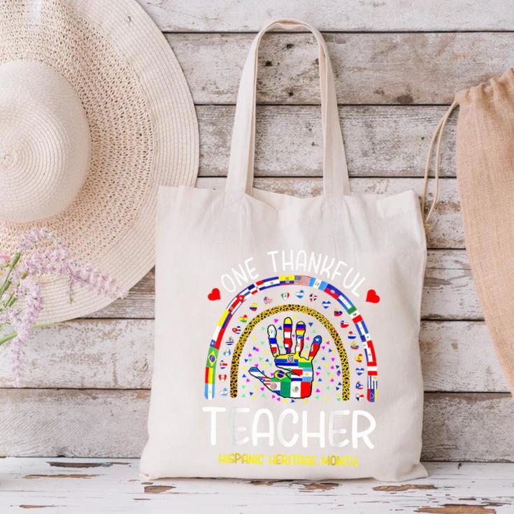 One Thankful Teacher Hispanic Heritage Month Countries Flags Canvas Tote Bag, gift for family, gift for coworker One Thankful Teacher Hispanic Heritage Month Countries Flags Canvas Tote Bag, gift for family, gift for coworker