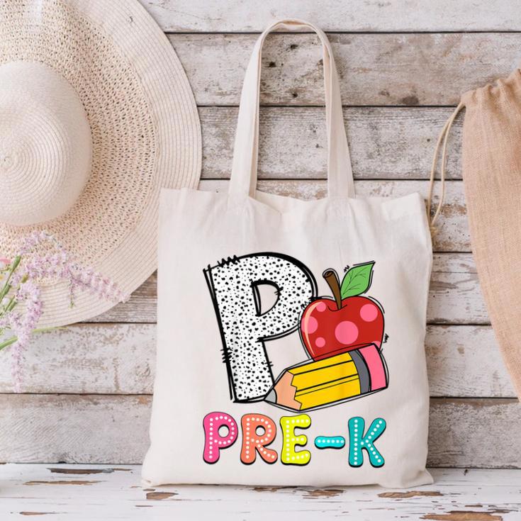 P Is For Pre-K Teacher Pencil Apple Back To School Canvas Tote Bag, gift for family, gift for coworker P Is For Pre-K Teacher Pencil Apple Back To School Canvas Tote Bag, gift for family, gift for coworker