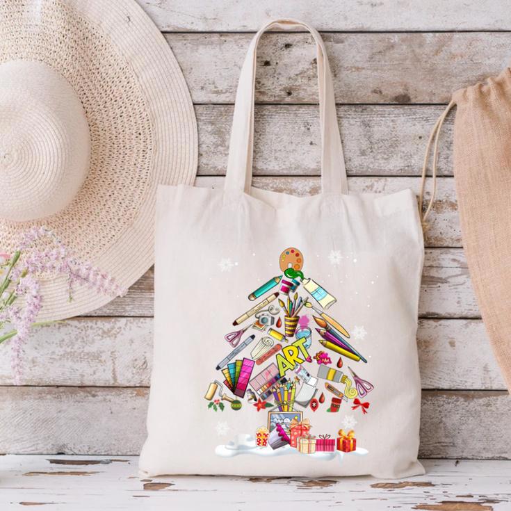 Paintbrush Christmas Tree Decor Xmas For Artist Art Teacher For Men Women Canvas Tote Bag, gift for family, gift for coworker
