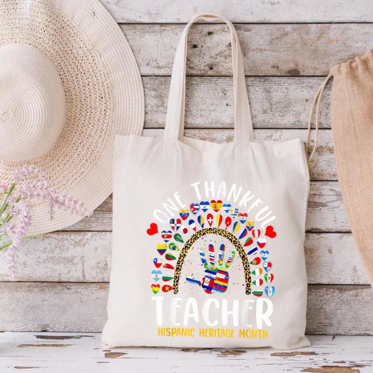 Hispanic Heritage Month One Thankful Teacher Rainbow Canvas Tote Bag, gift for family, gift for coworker Hispanic Heritage Month One Thankful Teacher Rainbow Canvas Tote Bag, gift for family, gift for coworker