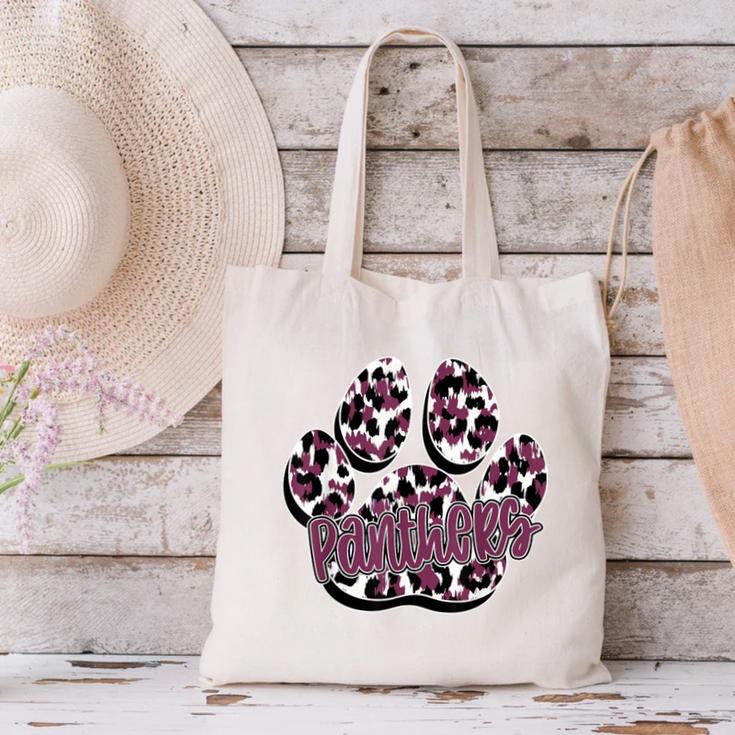 Panthers Paw Print Leopard Maroon Panther Pride Teacher Canvas Tote Bag, gift for family, gift for coworker Panthers Paw Print Leopard Maroon Panther Pride Teacher Canvas Tote Bag, gift for family, gift for coworker