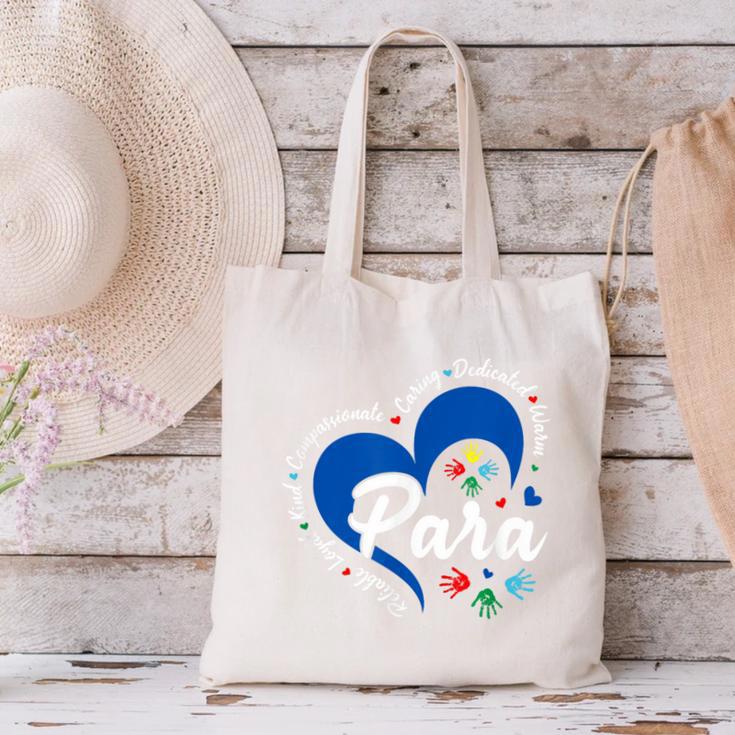 Para Heart Teacher Paraprofessional School Appreciation Canvas Tote Bag, gift for family, gift for coworker Para Heart Teacher Paraprofessional School Appreciation Canvas Tote Bag, gift for family, gift for coworker