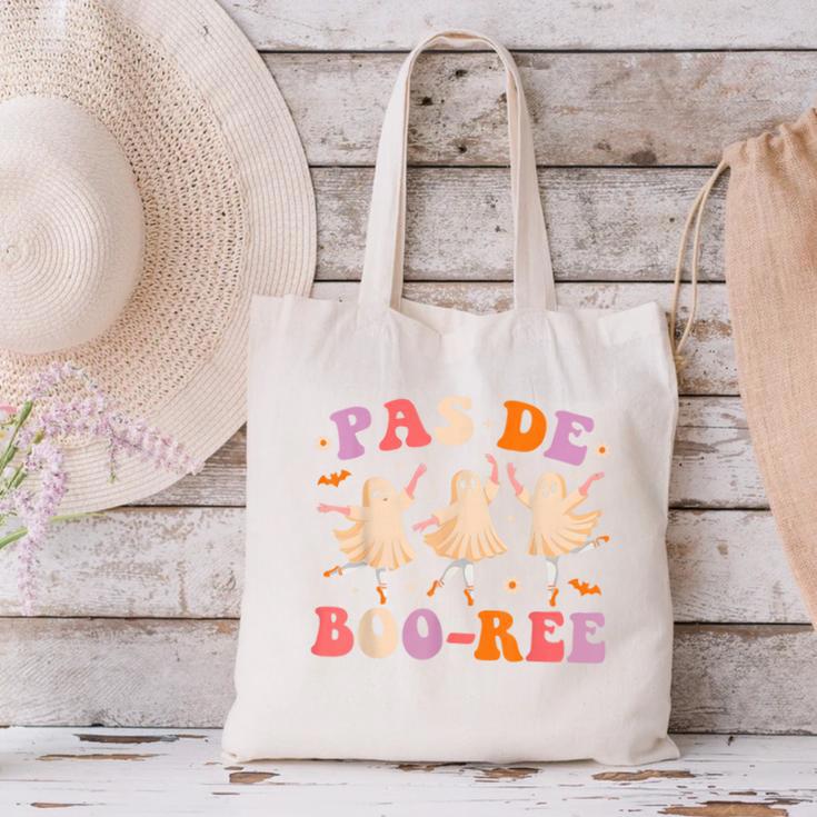 Pas De BOO-Rée Ballet Ghost Dancer Dance Teacher Halloween Canvas Tote Bag, gift for family, gift for coworker
