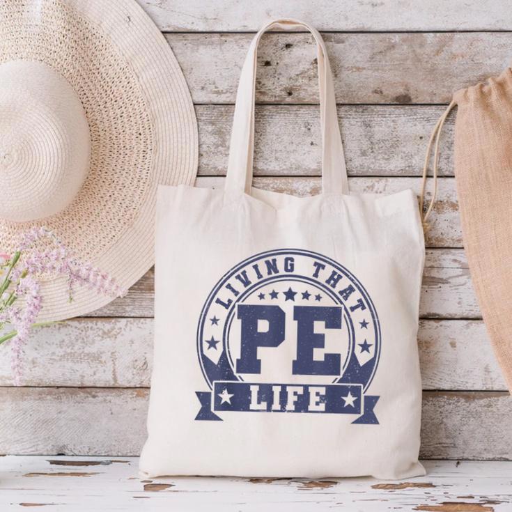 PE Teacher Living That PE Life Physical Education Teacher Canvas Tote Bag, Pe Teacher Tote Bags, gift for family, gift for coworker PE Teacher Living That PE Life Physical Education Teacher Canvas Tote Bag, Pe Teacher Tote Bags, gift for family, gift for coworker
