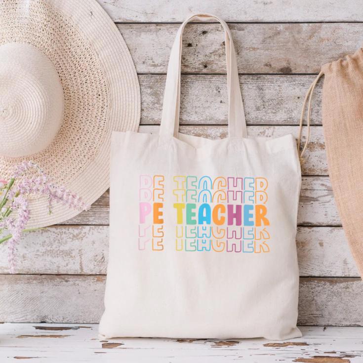 PE Teacher Vintage Retro Groovy Physical Education Teacher Canvas Tote Bag, Pe Teacher Tote Bags, Groovy Teacher Tote Bags, gift for family, gift for coworker