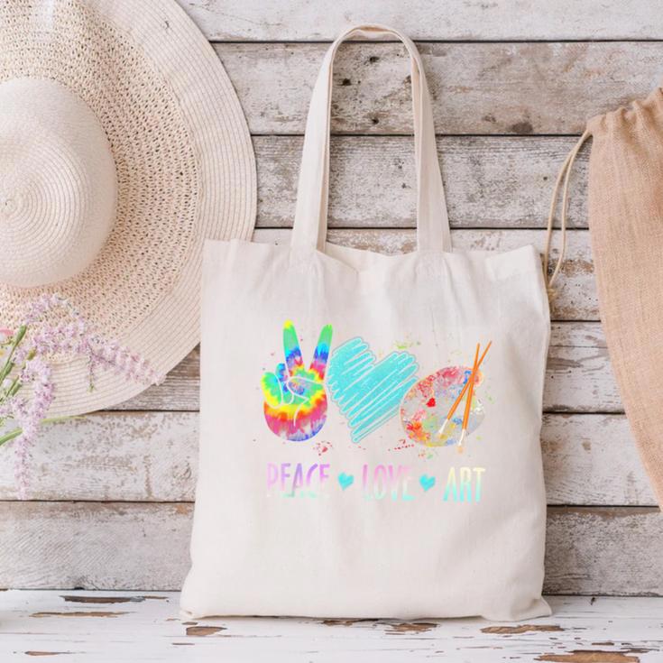 Peace Love Art Painting Palette Art Teacher Canvas Tote Bag, gift for family, gift for coworker Peace Love Art Painting Palette Art Teacher Canvas Tote Bag, gift for family, gift for coworker