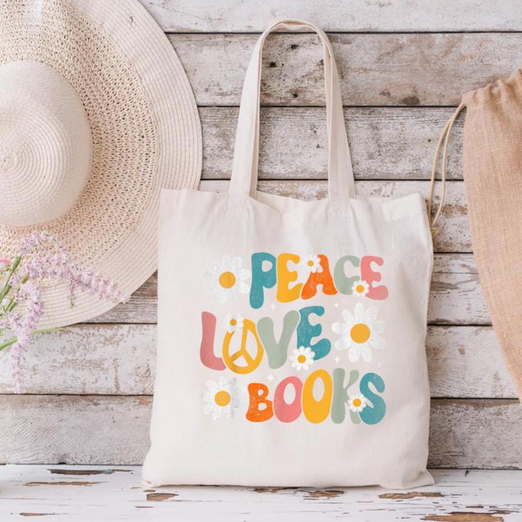 Peace Love Books Bookworm Librarian Reading Teacher Groovy Canvas Tote Bag, Groovy Teacher Tote Bags, gift for family, gift for coworker Peace Love Books Bookworm Librarian Reading Teacher Groovy Canvas Tote Bag, Groovy Teacher Tote Bags, gift for family, gift for coworker