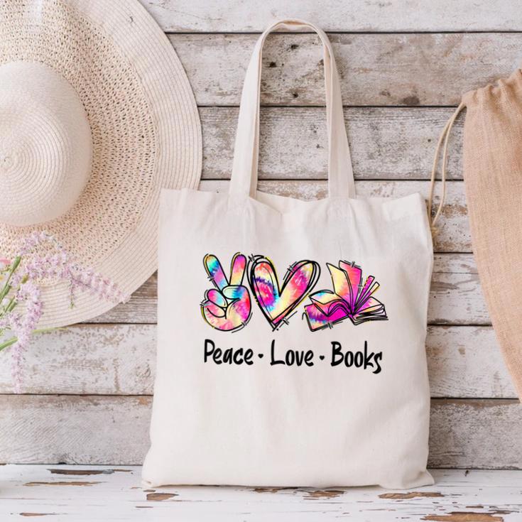 Peace Love Books Librarian Teacher Life Book Library Tie Dye Canvas Tote Bag, gift for family, gift for coworker