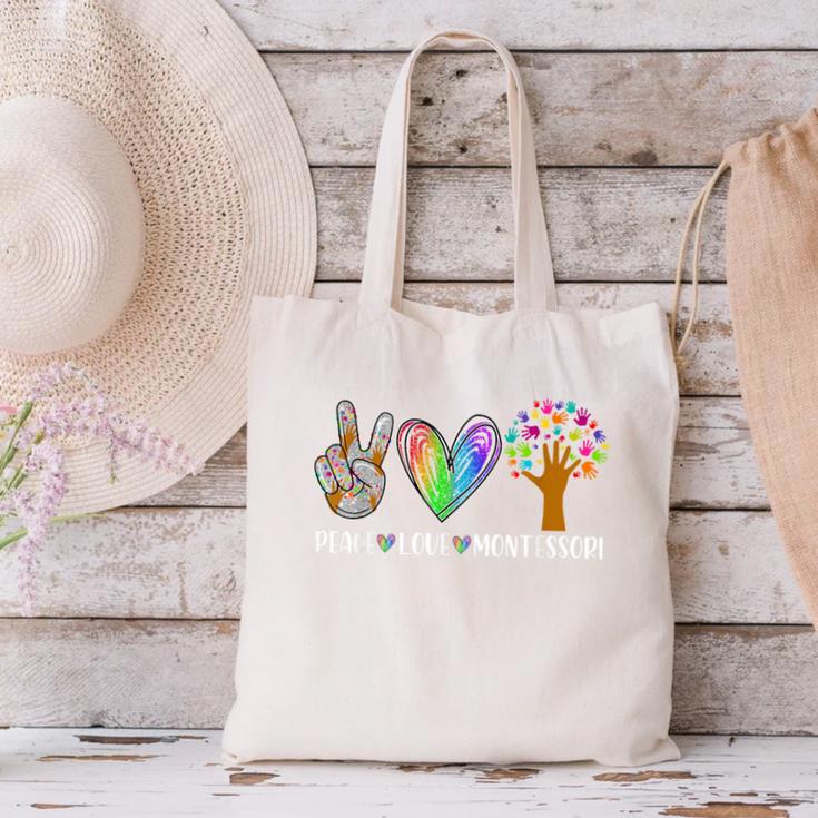 Peace Love Montessori Daycare Teacher Appreciation Canvas Tote Bag, gift for family, gift for coworker Peace Love Montessori Daycare Teacher Appreciation Canvas Tote Bag, gift for family, gift for coworker