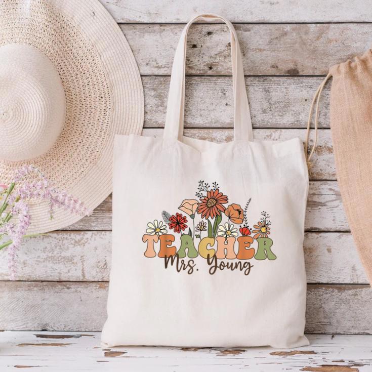 Personalized Name Teacher Mrs Young Back To School Custom Canvas Tote Bag, gift for family, gift for coworker Personalized Name Teacher Mrs Young Back To School Custom Canvas Tote Bag, gift for family, gift for coworker