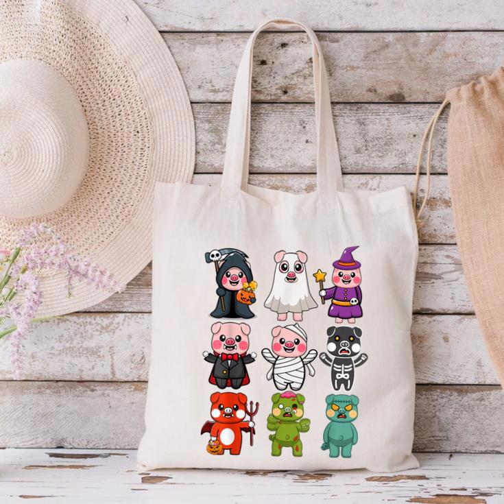 Pig Spooky Ghost Witch Boo-Jee Horror Pumpkin Pig Halloween Canvas Tote Bag, gift for family, gift for coworker