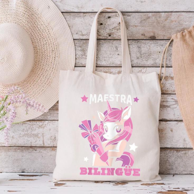 Pink Unicorn Spanish Teacher Regalos Para Bilingue Teacher Canvas Tote Bag, gift for family, gift for coworker