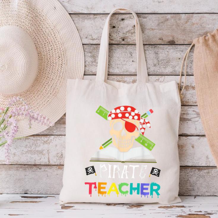 Pirate Teacher Halloween Skull Adult Canvas Tote Bag, gift for family, gift for coworker Pirate Teacher Halloween Skull Adult Canvas Tote Bag, gift for family, gift for coworker