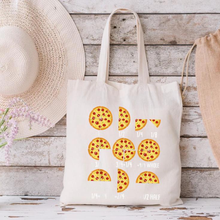 Pizza Slice Fraction Math Teacher Back To School Educational Canvas Tote Bag, gift for family, gift for coworker Pizza Slice Fraction Math Teacher Back To School Educational Canvas Tote Bag, gift for family, gift for coworker