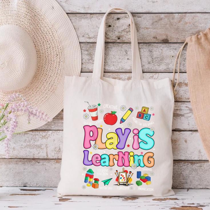 Play Is Learning Educational Teacher Women Canvas Tote Bag, gift for family, gift for coworker Play Is Learning Educational Teacher Women Canvas Tote Bag, gift for family, gift for coworker