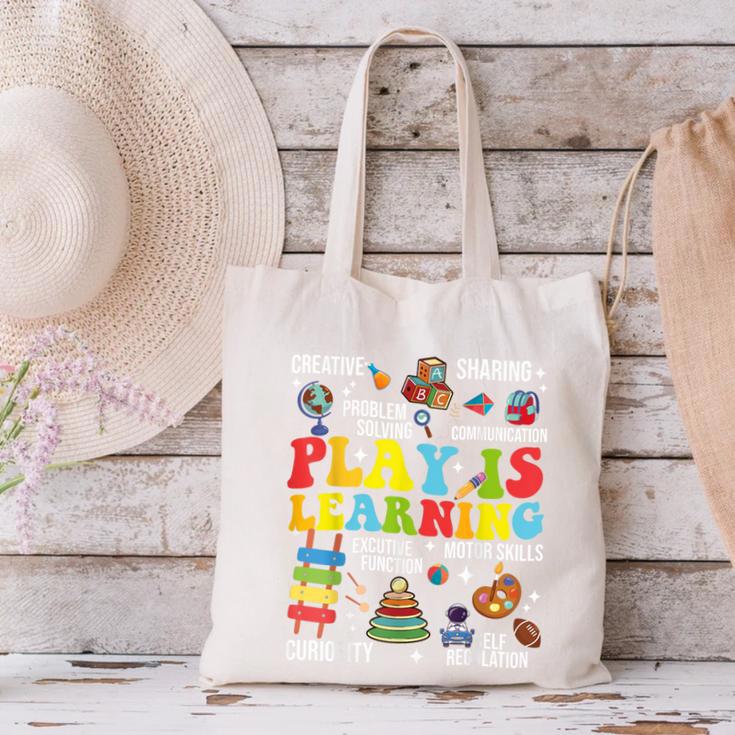 Play Is Learning Kindergarten Preschool Teacher Appreciation Canvas Tote Bag, gift for family, gift for coworker Play Is Learning Kindergarten Preschool Teacher Appreciation Canvas Tote Bag, gift for family, gift for coworker